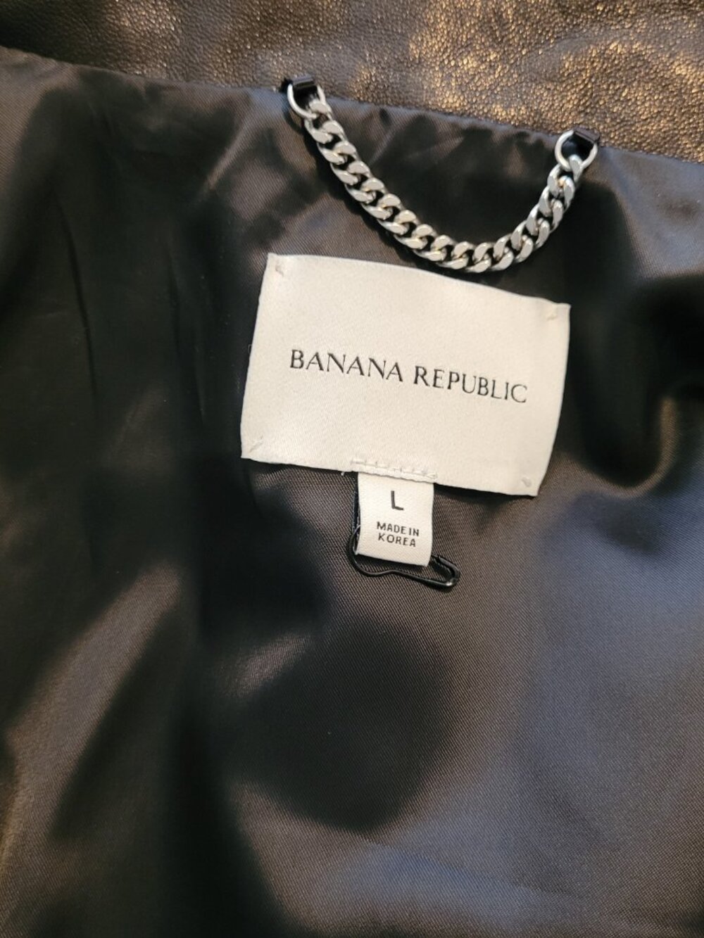 Banana Republic Black Leather Moto Jacket Large - Picture 4 of 6